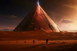 futurista estrangeiro pedra pirâmide. gerar ai foto