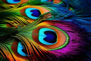 exótico couro colorida pavão natureza. gerar ai foto