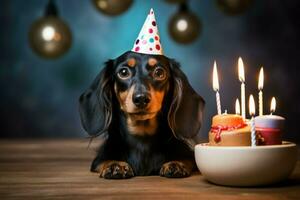 delicioso dachshund cachorro bolo. gerar ai foto