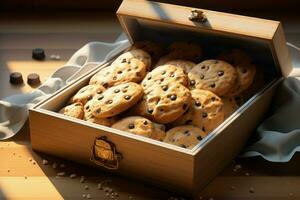 atraente caseiro biscoitos caixa. gerar ai foto