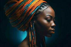 tranças senegalês mulher afro. gerar ai foto