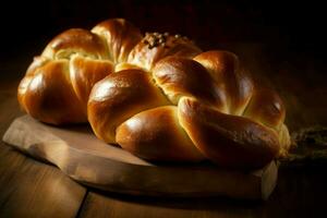 tradicional Challah pão. gerar ai foto