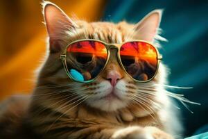 chique gato à moda óculos. gerar ai foto