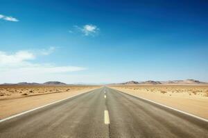 árido esvaziar carro estrada deserto. gerar ai foto