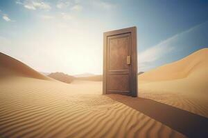 aberto porta às quente deserto. gerar ai foto