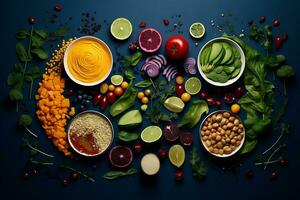 fotografia colorida e delicioso vegetariano pratos ai generativo foto