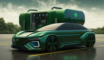 hidrogênio poder carro veículos , hidrogênio estações, verde hidrogênio e renovável poder conceito. ai generativo. foto