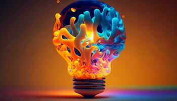 colorida lâmpadas criativo criativo idéia conceito projeto, generativo ai. foto