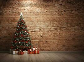 Natal árvore pinho decoração apresenta casa inverno intradorso. generativo ai. foto
