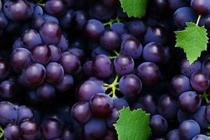 fechar acima do fresco Preto uvas , topo visualizar, desatado padronizar. generativo ai foto