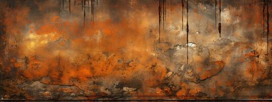 resistido grunge oxidado laranja e texturizado metal fundo, destacando a cru e industrial aspecto do metal superfícies. generativo ai foto