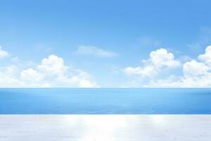 a esvaziar quarto com uma azul céu e branco nuvens. generativo ai foto