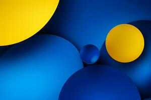 abstrato azul e amarelo fundo com círculos. generativo ai foto