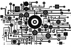 a abstrato Projeto do uma o circuito borda com muitos diferente formas. generativo ai foto