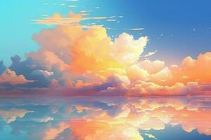 colorida lindo nuvens dentro a céu às pôr do sol. generativo ai foto