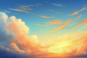 a ilustração do nuvens e Sol. generativo ai foto