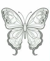 borboleta coloração Páginas para adultos. generativo ai foto