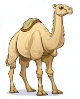 desenho animado camelo em pé em branco fundo. generativo ai foto