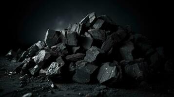 carvão mineral Preto Como uma cubo pedra fundo. carvão textura foto