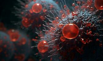 células bactérias vírus e micro organismos visto a partir de uma microscópio, ai generativo foto