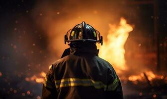 bombeiro homem confronta fogo, ai generativo foto