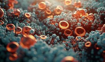 Câncer células visto a partir de uma microscópio, generativo ai foto