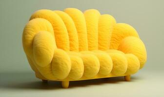 banana em forma amarelo sofá, ai generativo foto