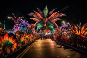 deslumbrante noite parada às rio carnaval Brasília , generativo ai foto