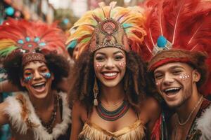 mulheres tendo Diversão às a mardi gras carnaval festa, generativo ai foto