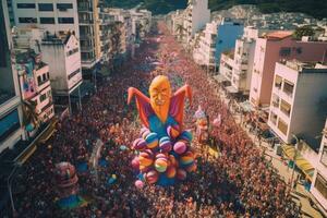 carnaval parada em a rua dentro rio de janeiro ,brasileiro carnaval , generativo ai foto