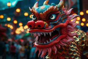 chinês Dragão às a chinês Novo ano festival , generativo ai foto