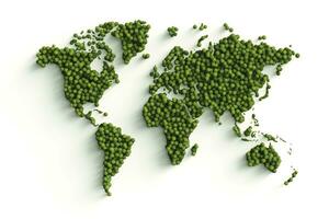 mundo mapa verde Relva superfície isolado em uma branco fundo. generativo ai foto