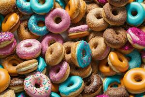 delicioso rosquinhas do multicolorido doce rosquinhas com polvilhe. ai generativo pró phot foto