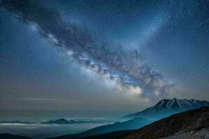 noite Visão do natureza montanha com a leitoso caminho. ai generativo pró foto