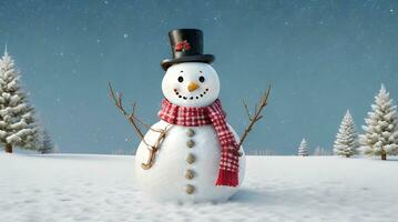 festivo Natal fundo com boneco de neve foto