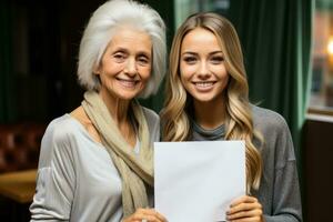 uma recuperando paciente orgulhosamente exibindo remissão certificado isolado em uma feliz gradiente fundo foto