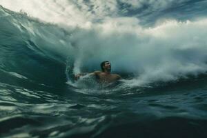 uma bodysurfing aventura dentro a ondas foto