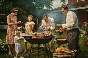 uma família churrasco dentro honra do pais dia foto