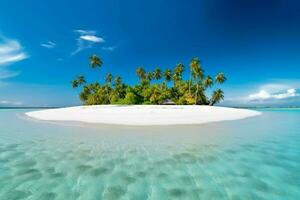 uma pacífico ilha com branco arenoso praias foto
