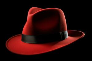 uma vermelho fedora com uma Preto banda foto