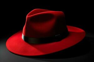 uma vermelho fedora com uma Preto banda foto