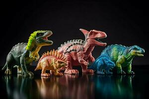 uma conjunto do plástico dinossauros foto