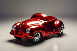 uma brilhante vermelho brinquedo carro foto