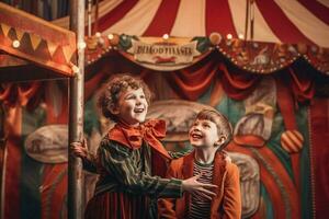 crianças desfrutando uma dia às a circo foto