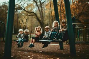 crianças desfrutando uma dia às a parque foto