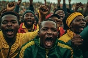 a energia e excitação do uma sul africano futebol foto