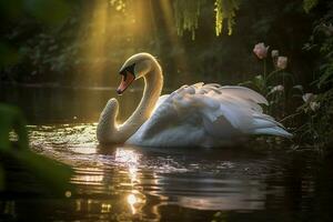 a magnífico graça do uma verão cisne foto