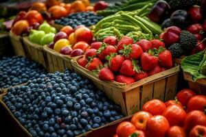a vibrante cores do fresco fruta e legumes às foto