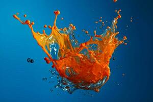 uma azul e laranja água respingo com uma azul backgrou foto