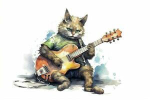 uma gato com uma guitarra em isto este diz a palavra jazz o foto